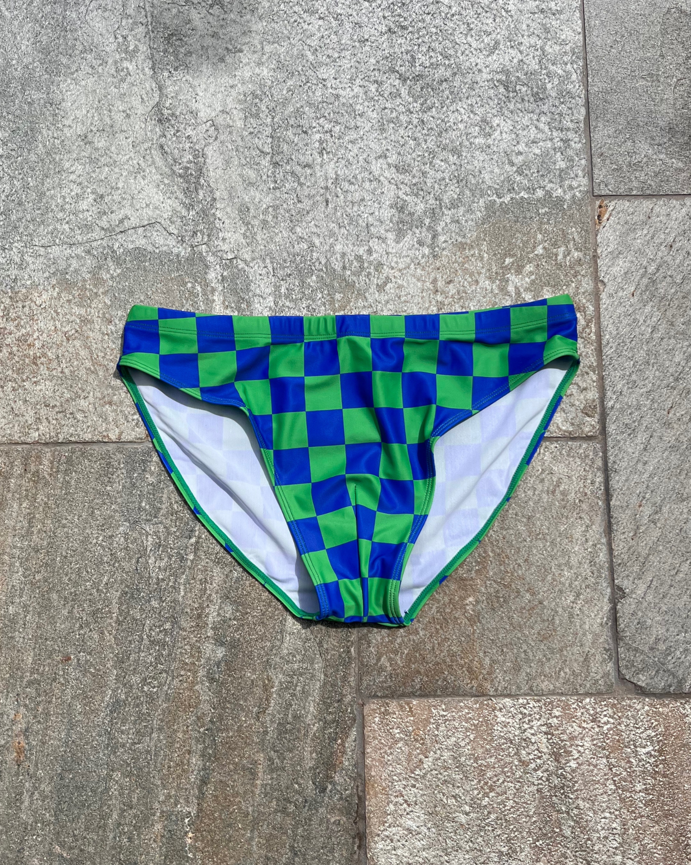 Donatello Brief in Blue & Green Grid Print - RESTOCKING DEC 20TH