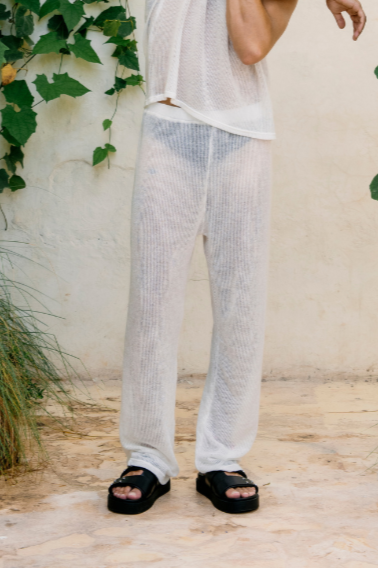 Luca Knit Crochet Pant - White