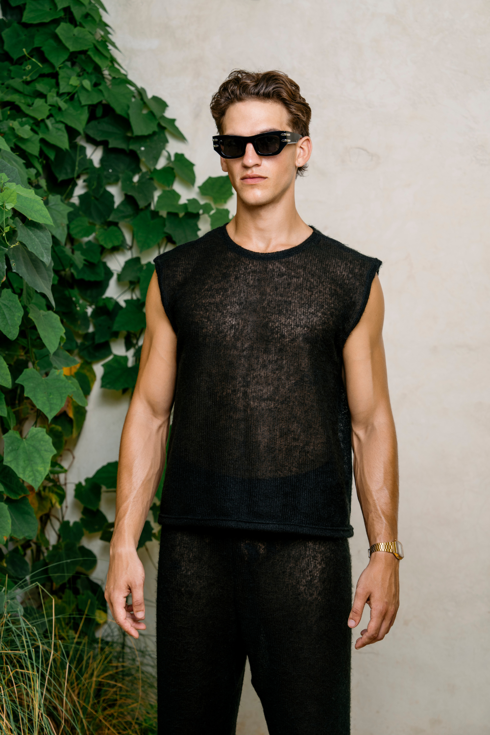 Noah Crochet Knit Tank - Black