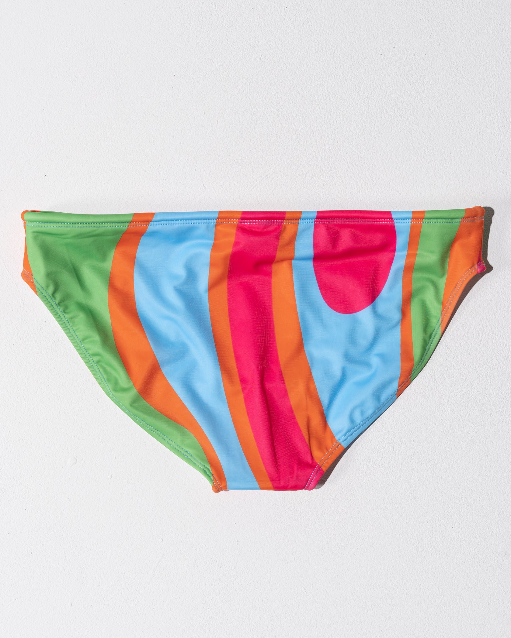 Back close up of colourful men's swim brief